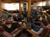 Journalists drinking in lobby